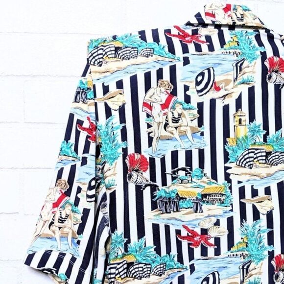 VINTAGE Beach Vacation Button Up Shirt L - Picture 7 of 9